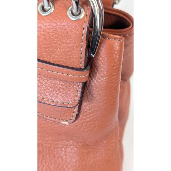 Tignanello Perfect 10 pebbled leather satchel top handle purse orange terracotta - Picture 9 of 14